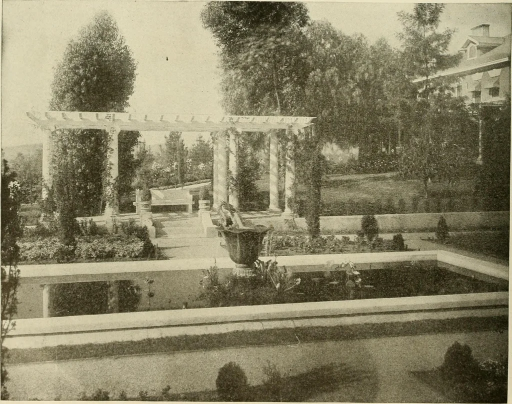 An illustration from Guaranteed building plans with interior views and details : a standard collection of new, original and artistic designs of cottages, bungalows, residences and flats of frame, brick, cement, plaster, concrete blocks, hollow tile, stucco, etc. and farm buildings of all descriptions together with interior and exterior details and interior views arranged and described by William A. Radford., 1915, leaf 187