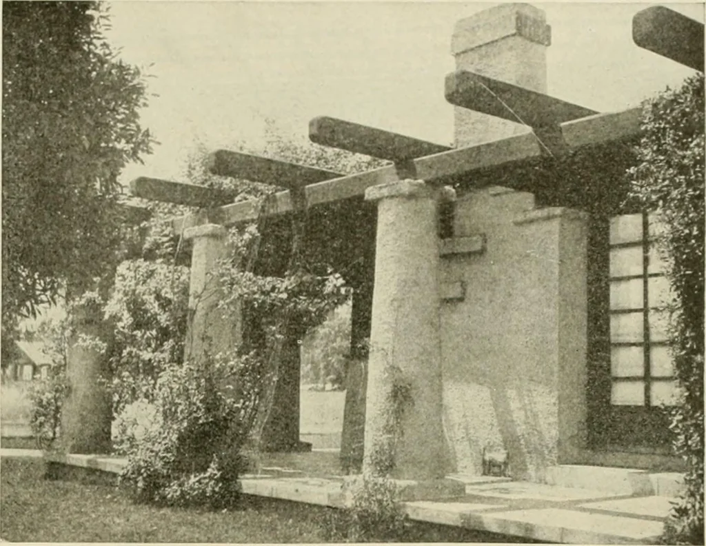 An illustration from Guaranteed building plans with interior views and details : a standard collection of new, original and artistic designs of cottages, bungalows, residences and flats of frame, brick, cement, plaster, concrete blocks, hollow tile, stucco, etc. and farm buildings of all descriptions together with interior and exterior details and interior views arranged and described by William A. Radford., 1915, leaf 188