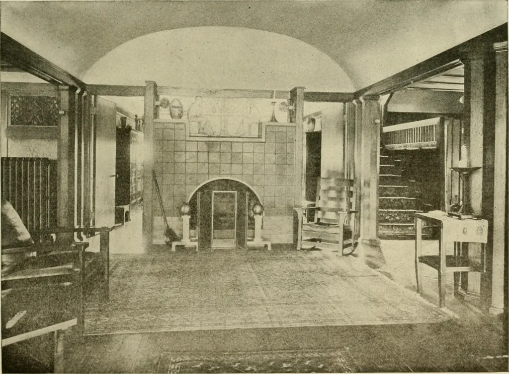 An illustration from Guaranteed building plans with interior views and details : a standard collection of new, original and artistic designs of cottages, bungalows, residences and flats of frame, brick, cement, plaster, concrete blocks, hollow tile, stucco, etc. and farm buildings of all descriptions together with interior and exterior details and interior views arranged and described by William A. Radford., 1915, leaf 190