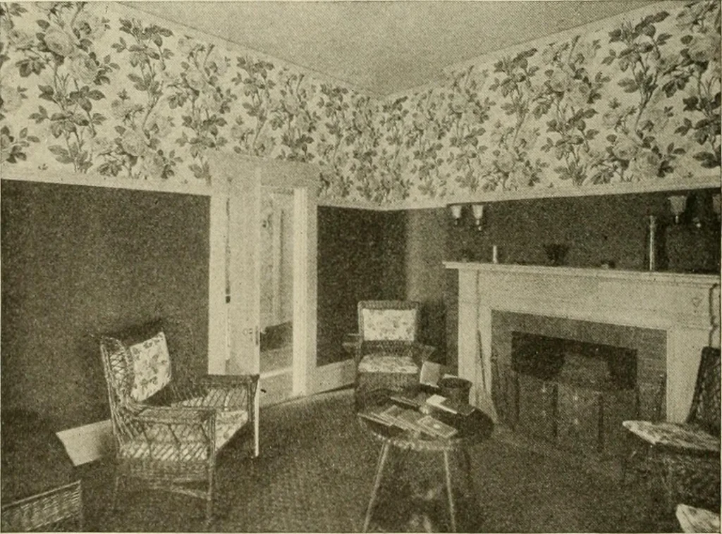 An illustration from Guaranteed building plans with interior views and details : a standard collection of new, original and artistic designs of cottages, bungalows, residences and flats of frame, brick, cement, plaster, concrete blocks, hollow tile, stucco, etc. and farm buildings of all descriptions together with interior and exterior details and interior views arranged and described by William A. Radford., 1915, leaf 191