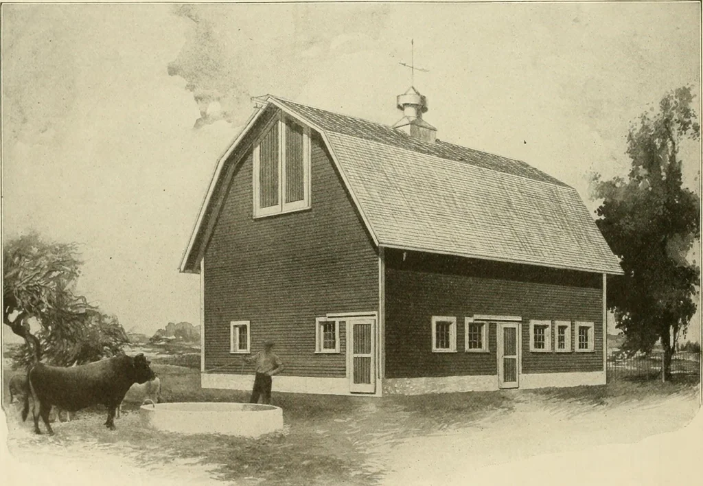 An illustration from Guaranteed building plans with interior views and details : a standard collection of new, original and artistic designs of cottages, bungalows, residences and flats of frame, brick, cement, plaster, concrete blocks, hollow tile, stucco, etc. and farm buildings of all descriptions together with interior and exterior details and interior views arranged and described by William A. Radford., 1915, leaf 203