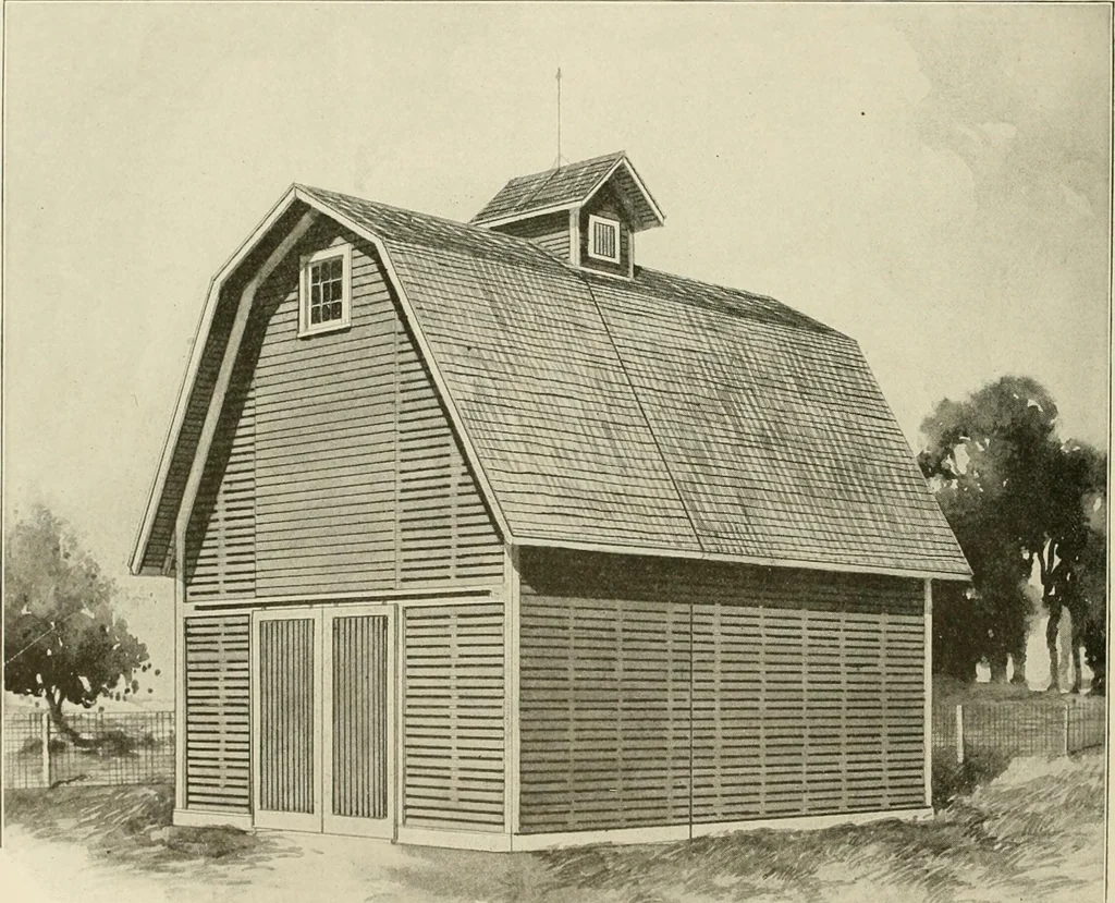 An illustration from Guaranteed building plans with interior views and details : a standard collection of new, original and artistic designs of cottages, bungalows, residences and flats of frame, brick, cement, plaster, concrete blocks, hollow tile, stucco, etc. and farm buildings of all descriptions together with interior and exterior details and interior views arranged and described by William A. Radford., 1915, leaf 217