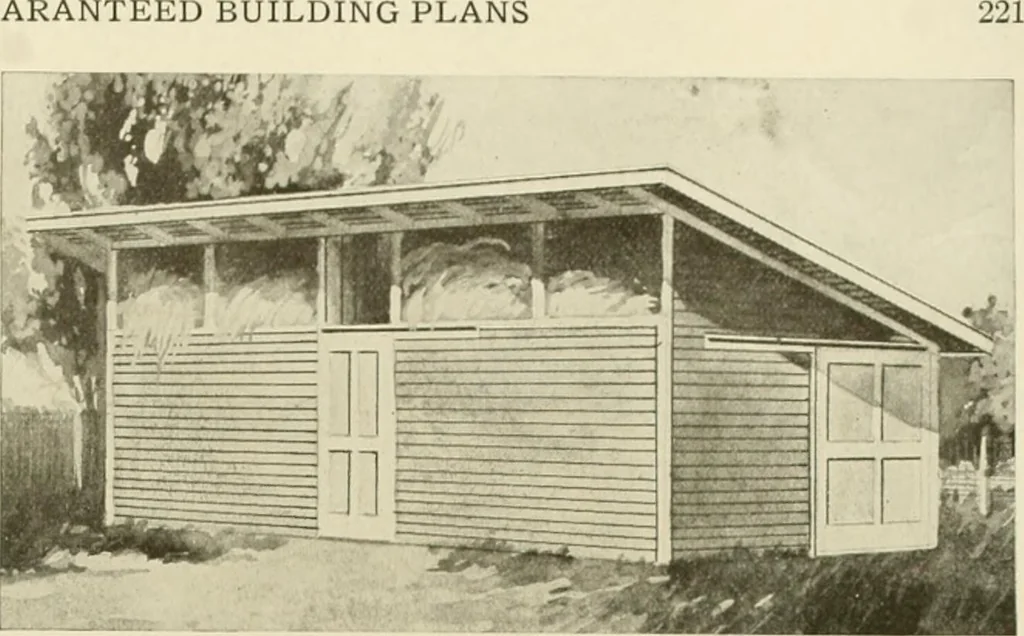 An illustration from Guaranteed building plans with interior views and details : a standard collection of new, original and artistic designs of cottages, bungalows, residences and flats of frame, brick, cement, plaster, concrete blocks, hollow tile, stucco, etc. and farm buildings of all descriptions together with interior and exterior details and interior views arranged and described by William A. Radford., 1915, leaf 224
