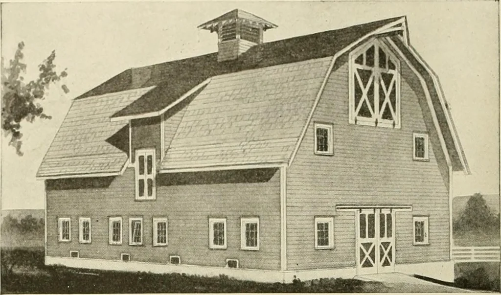 An illustration from Guaranteed building plans with interior views and details : a standard collection of new, original and artistic designs of cottages, bungalows, residences and flats of frame, brick, cement, plaster, concrete blocks, hollow tile, stucco, etc. and farm buildings of all descriptions together with interior and exterior details and interior views arranged and described by William A. Radford., 1915, leaf 231