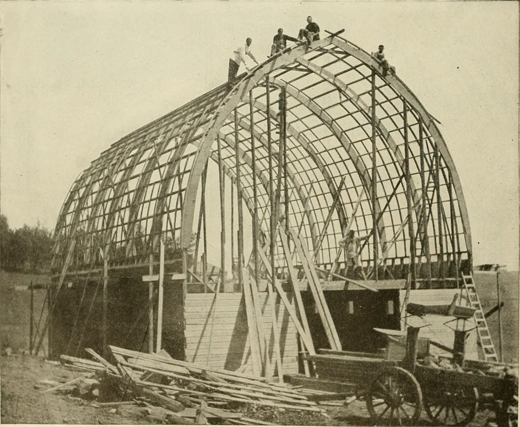 An illustration from Guaranteed building plans with interior views and details : a standard collection of new, original and artistic designs of cottages, bungalows, residences and flats of frame, brick, cement, plaster, concrete blocks, hollow tile, stucco, etc. and farm buildings of all descriptions together with interior and exterior details and interior views arranged and described by William A. Radford., 1915, leaf 235