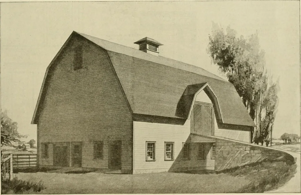 An illustration from Guaranteed building plans with interior views and details : a standard collection of new, original and artistic designs of cottages, bungalows, residences and flats of frame, brick, cement, plaster, concrete blocks, hollow tile, stucco, etc. and farm buildings of all descriptions together with interior and exterior details and interior views arranged and described by William A. Radford., 1915, leaf 236