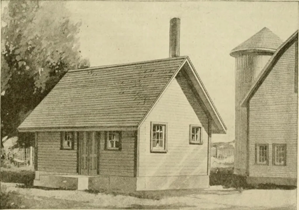 An illustration from Guaranteed building plans with interior views and details : a standard collection of new, original and artistic designs of cottages, bungalows, residences and flats of frame, brick, cement, plaster, concrete blocks, hollow tile, stucco, etc. and farm buildings of all descriptions together with interior and exterior details and interior views arranged and described by William A. Radford., 1915, leaf 238