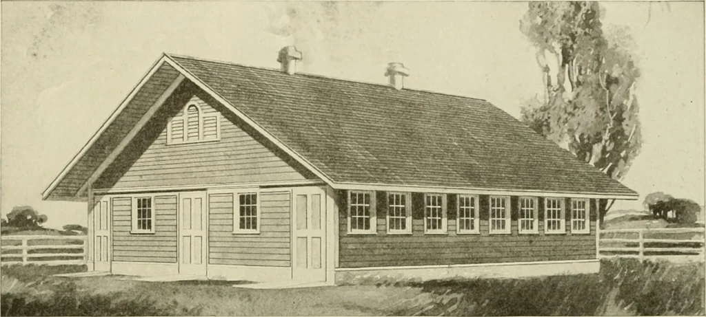 An illustration from Guaranteed building plans with interior views and details : a standard collection of new, original and artistic designs of cottages, bungalows, residences and flats of frame, brick, cement, plaster, concrete blocks, hollow tile, stucco, etc. and farm buildings of all descriptions together with interior and exterior details and interior views arranged and described by William A. Radford., 1915, leaf 240