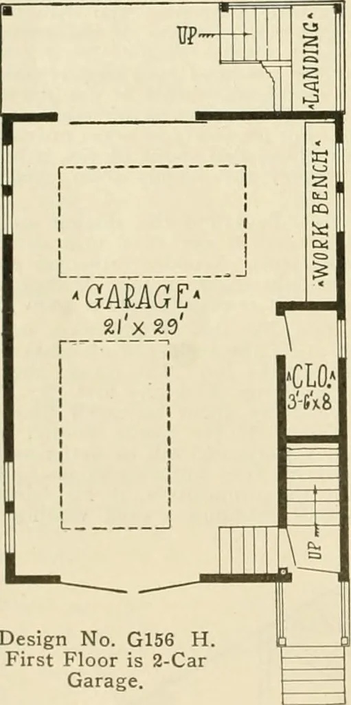 An illustration from Guaranteed building plans with interior views and details : a standard collection of new, original and artistic designs of cottages, bungalows, residences and flats of frame, brick, cement, plaster, concrete blocks, hollow tile, stucco, etc. and farm buildings of all descriptions together with interior and exterior details and interior views arranged and described by William A. Radford., 1915, leaf 241
