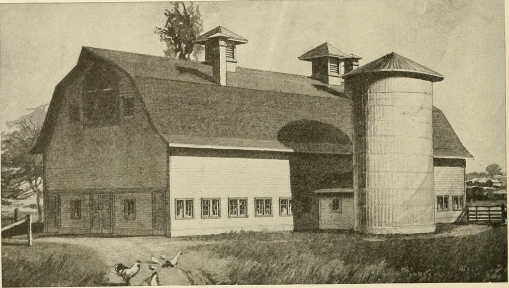An illustration from Guaranteed building plans with interior views and details : a standard collection of new, original and artistic designs of cottages, bungalows, residences and flats of frame, brick, cement, plaster, concrete blocks, hollow tile, stucco, etc. and farm buildings of all descriptions together with interior and exterior details and interior views arranged and described by William A. Radford., 1915, leaf 243