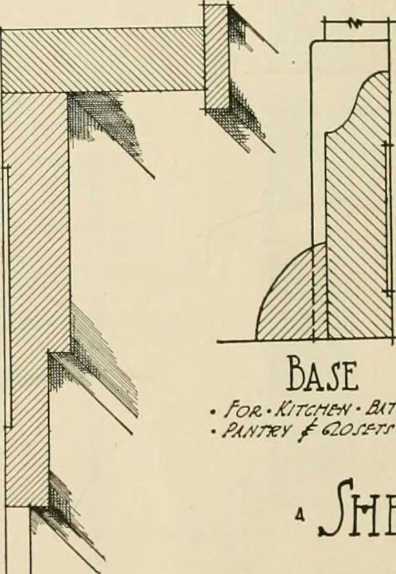 An illustration from Guaranteed building plans with interior views and details : a standard collection of new, original and artistic designs of cottages, bungalows, residences and flats of frame, brick, cement, plaster, concrete blocks, hollow tile, stucco, etc. and farm buildings of all descriptions together with interior and exterior details and interior views arranged and described by William A. Radford., 1915, leaf 37