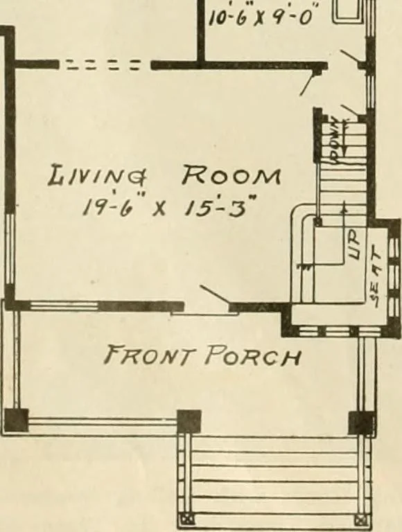 An illustration from Guaranteed building plans with interior views and details : a standard collection of new, original and artistic designs of cottages, bungalows, residences and flats of frame, brick, cement, plaster, concrete blocks, hollow tile, stucco, etc. and farm buildings of all descriptions together with interior and exterior details and interior views arranged and described by William A. Radford., 1915, leaf 55