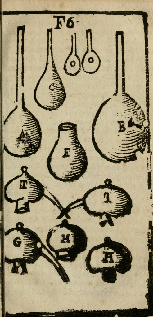 An illustration from Guida alla chimica : che suo mezzo conduce gl'affetionati alle operationi sopra ogni corpo misto animale, minerale, ò vegetabile : dichiarando come s'estraggono i toro sali, ogli, essenze, magisterij, mercurij, etc. ... et in quest' vltima impressione ampliata di nuoue aggiunte, & figure ... : et con la regola per metter le figure à suo loco posta nel fine, 1706, leaf 222