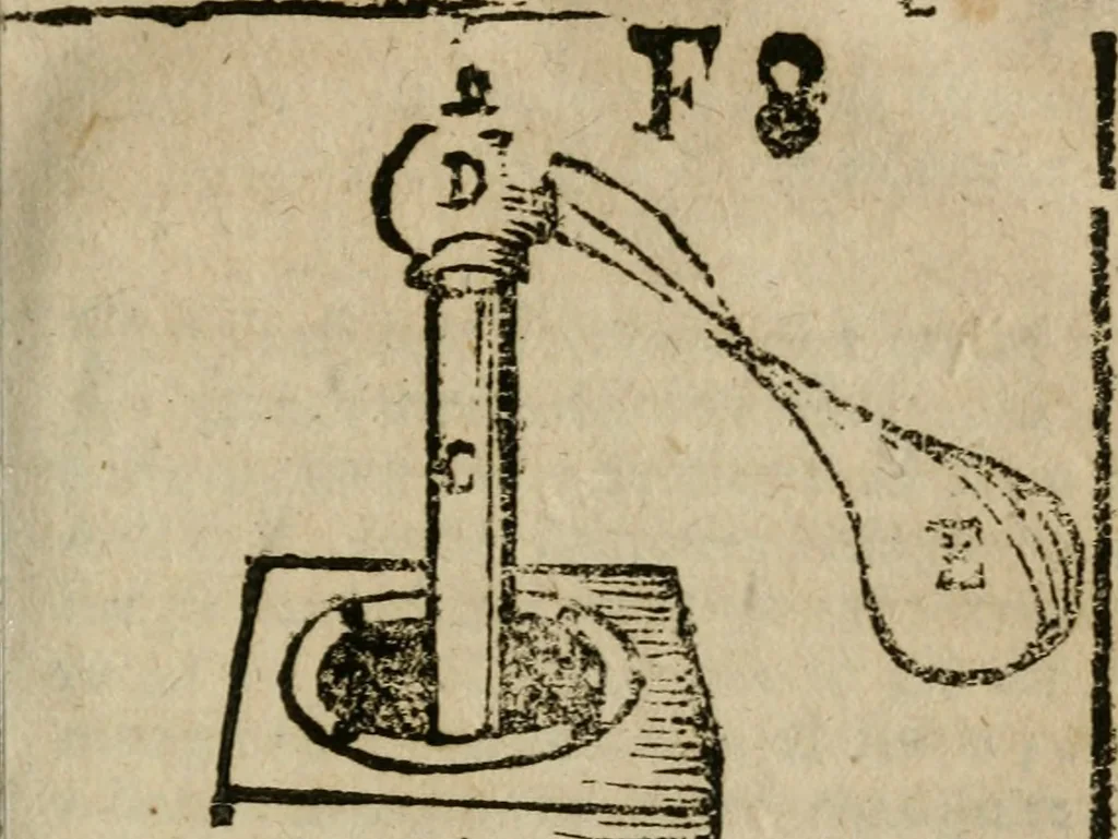 An illustration from Guida alla chimica : che suo mezzo conduce gl'affetionati alle operationi sopra ogni corpo misto animale, minerale, ò vegetabile : dichiarando come s'estraggono i toro sali, ogli, essenze, magisterij, mercurij, etc. ... et in quest' vltima impressione ampliata di nuoue aggiunte, & figure ... : et con la regola per metter le figure à suo loco posta nel fine, 1706, leaf 318