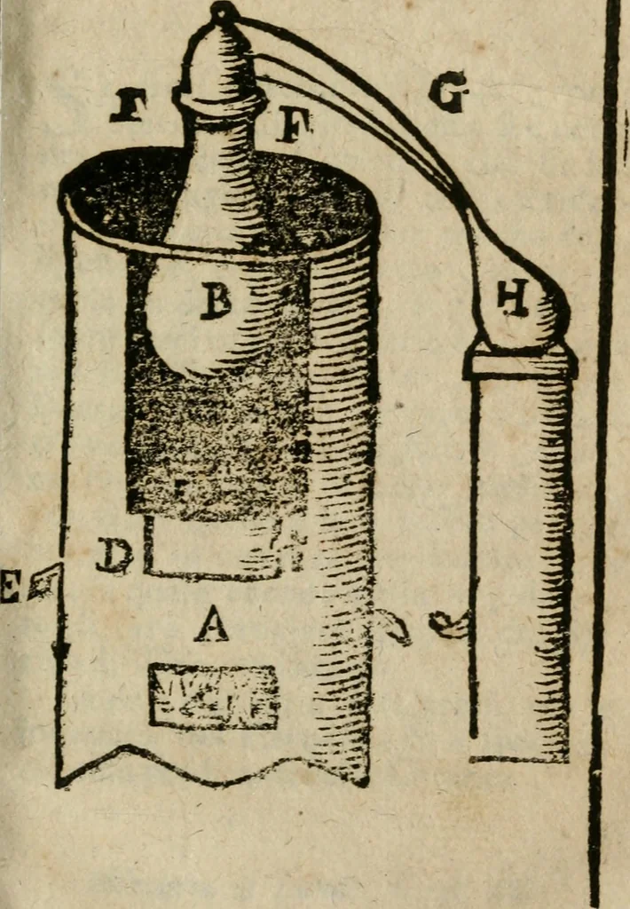 An illustration from Guida alla chimica : che suo mezzo conduce gl'affetionati alle operationi sopra ogni corpo misto animale, minerale, ò vegetabile : dichiarando come s'estraggono i toro sali, ogli, essenze, magisterij, mercurij, etc. ... et in quest' vltima impressione ampliata di nuoue aggiunte, & figure ... : et con la regola per metter le figure à suo loco posta nel fine, 1706, leaf 370
