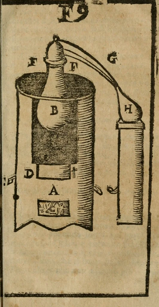 An illustration from Guida alla chimica : che suo mezzo conduce gl'affetionati alle operationi sopra ogni corpo misto animale, minerale, ò vegetabile : dichiarando come s'estraggono i toro sali, ogli, essenze, magisterij, mercurij, etc. ... et in quest' vltima impressione ampliata di nuoue aggiunte, & figure ... : et con la regola per metter le figure à suo loco posta nel fine, 1706, leaf 434