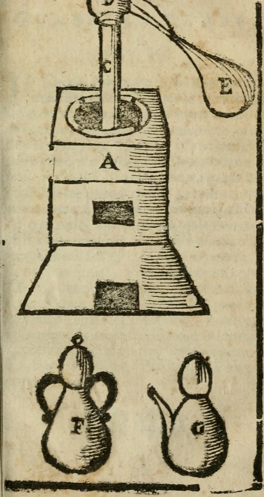 An illustration from Guida alla chimica : che suo mezzo conduce gl'affetionati alle operationi sopra ogni corpo misto animale, minerale, ò vegetabile : dichiarando come s'estraggono i toro sali, ogli, essenze, magisterij, mercurij, etc. ... et in quest' vltima impressione ampliata di nuoue aggiunte, & figure ... : et con la regola per metter le figure à suo loco posta nel fine, 1706, leaf 488