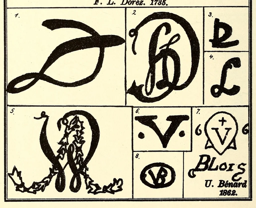 An illustration from Guide de l'amateur de porcelaines et de faiences (y compris grès et terres cuites) : collection complète des marques de porcelaines, de faiences et de poteries anciennes, 1910, leaf 102