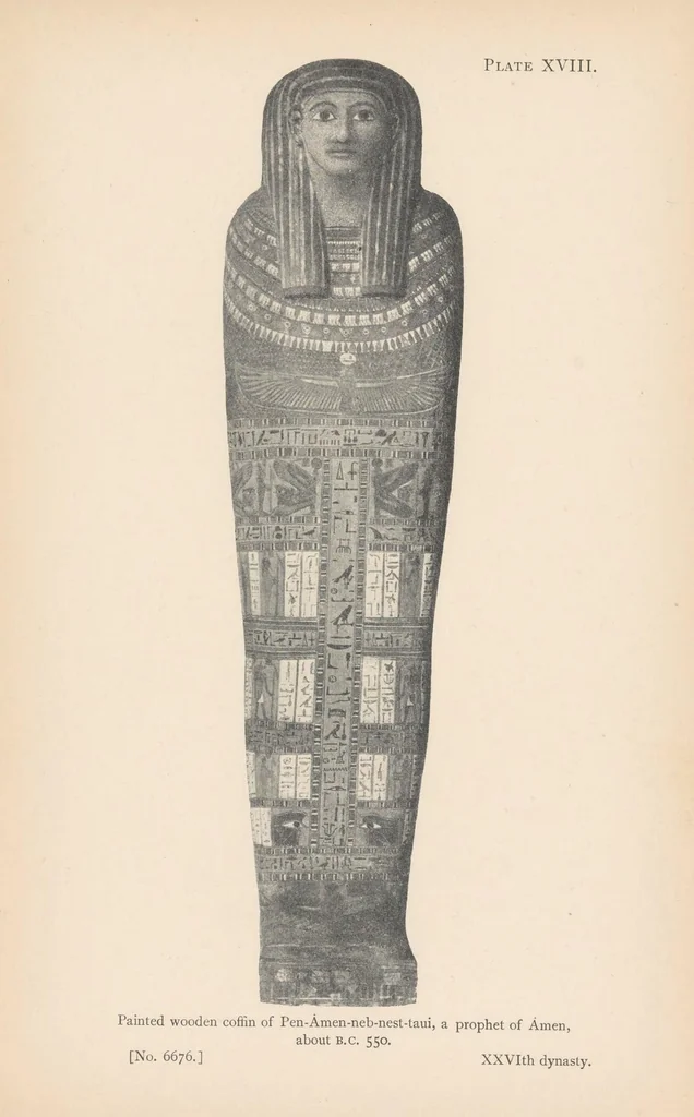 An illustration from A guide to the first and second Egyptian rooms : predynastic antiquities, mummies, mummy-cases, and other objects connected with the funeral rites of the ancient Egyptians, 1904, leaf 141