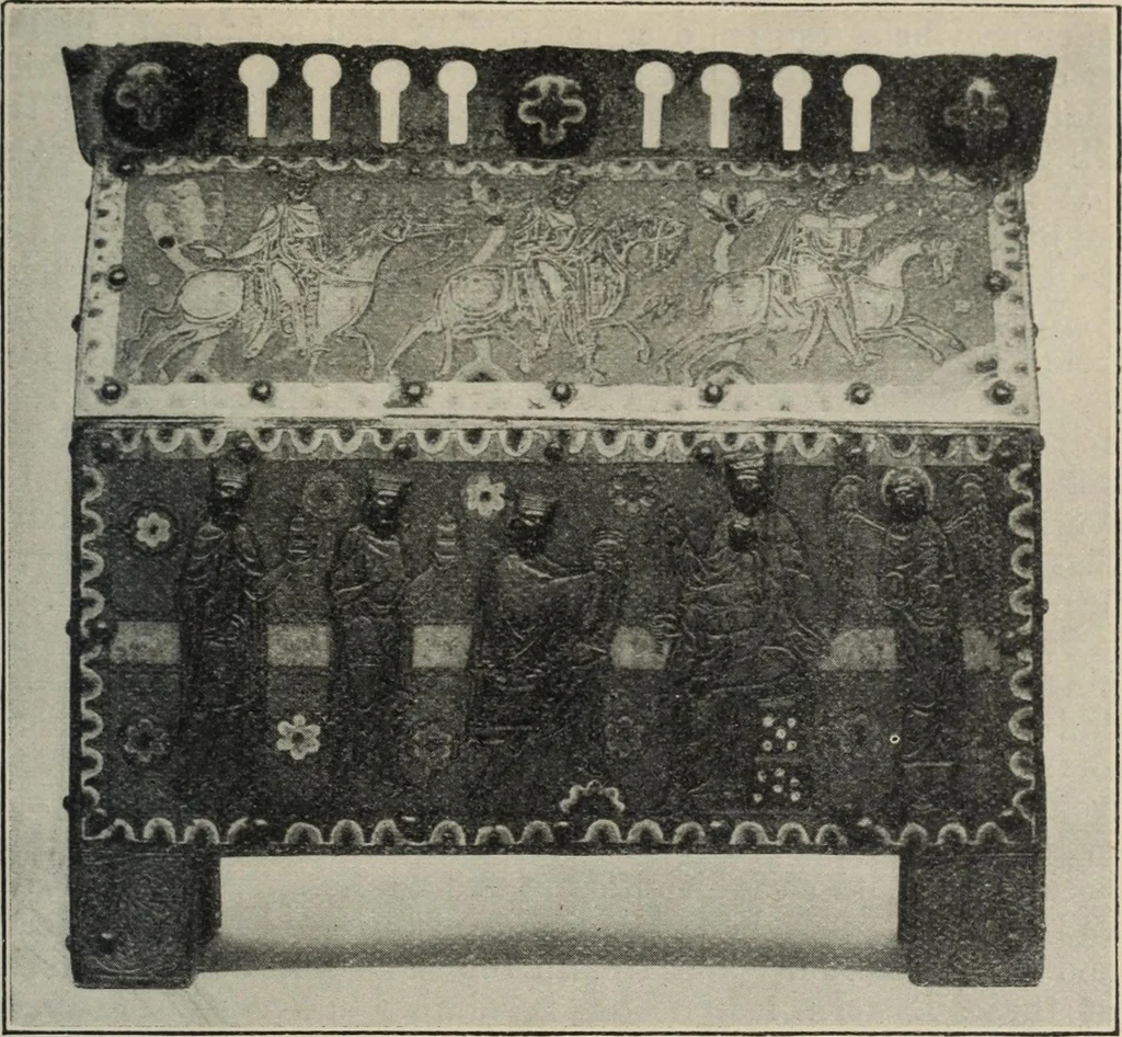 An illustration from A guide to the Mediaeval Room and to the specimens of mediaeval and later times in the gold ornament room : with fourteen plates and a hundred and ninety-four illustrations, 1907, leaf 146