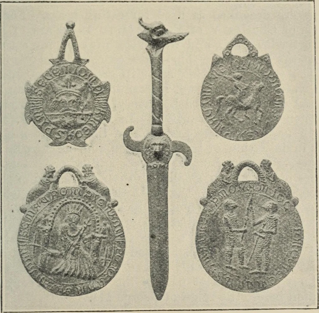 An illustration from A guide to the Mediaeval Room and to the specimens of mediaeval and later times in the gold ornament room : with fourteen plates and a hundred and ninety-four illustrations, 1907, leaf 168