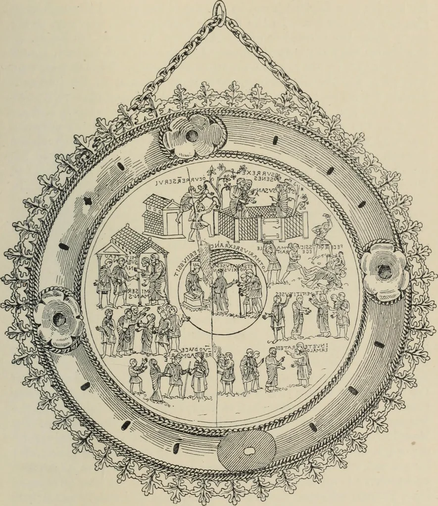 An illustration from A guide to the Mediaeval Room and to the specimens of mediaeval and later times in the gold ornament room : with fourteen plates and a hundred and ninety-four illustrations, 1907, leaf 174