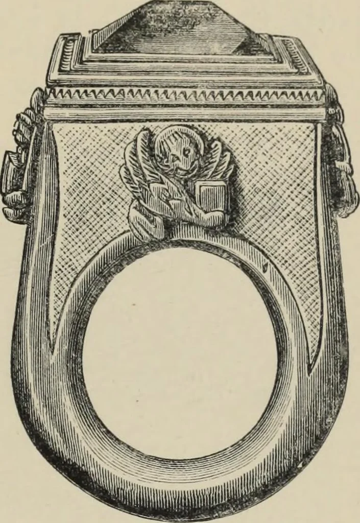 An illustration from A guide to the Mediaeval Room and to the specimens of mediaeval and later times in the gold ornament room : with fourteen plates and a hundred and ninety-four illustrations, 1907, leaf 218
