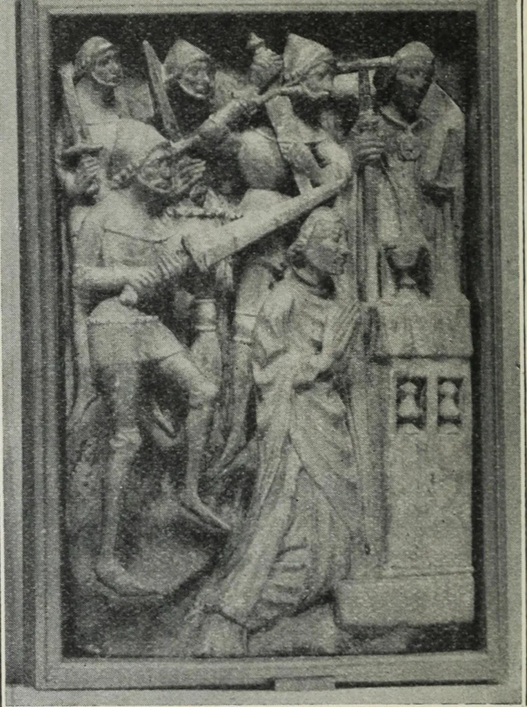 An illustration from A guide to the Mediaeval Room and to the specimens of mediaeval and later times in the gold ornament room : with fourteen plates and a hundred and ninety-four illustrations, 1907, leaf 77