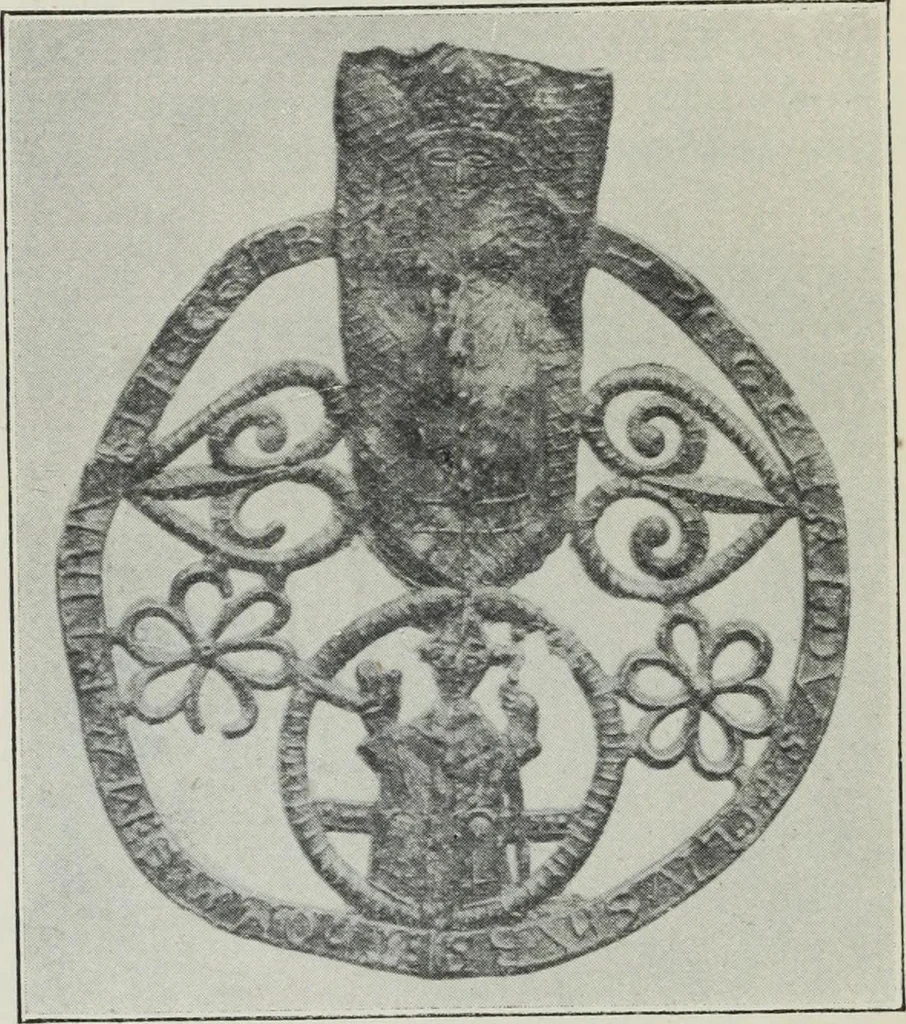 An illustration from A guide to the Mediaeval Room and to the specimens of mediaeval and later times in the gold ornament room : with fourteen plates and a hundred and ninety-four illustrations, 1907, leaf 99