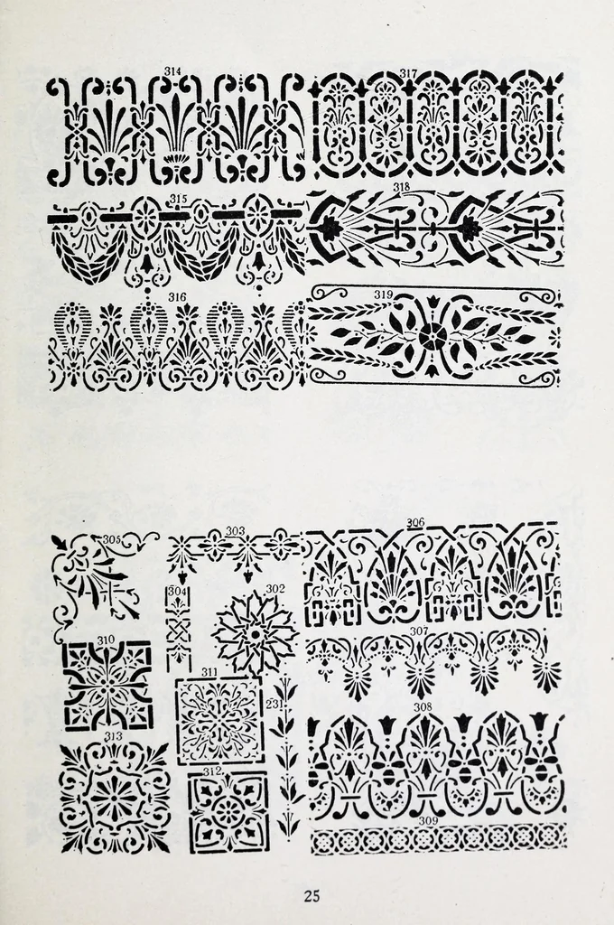 An illustration from A guide to tapestry painting and stenciling in liquid tapestry dyes and tapestry oil colors : with a full list of the materials used and illustrations of the stencil patterns, 1910, leaf 27