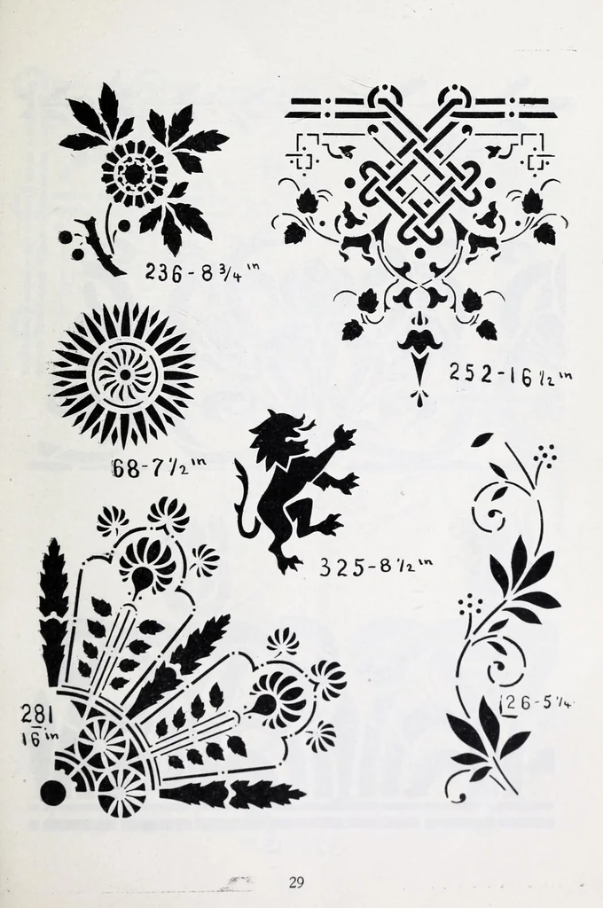 An illustration from A guide to tapestry painting and stenciling in liquid tapestry dyes and tapestry oil colors : with a full list of the materials used and illustrations of the stencil patterns, 1910, leaf 31