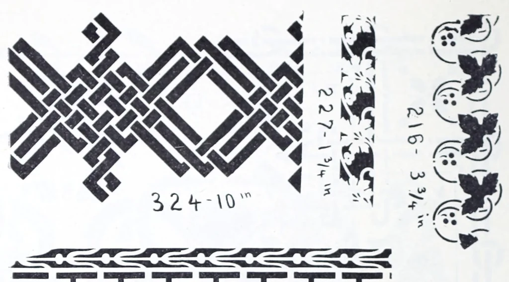 An illustration from A guide to tapestry painting and stenciling in liquid tapestry dyes and tapestry oil colors : with a full list of the materials used and illustrations of the stencil patterns, 1910, leaf 34