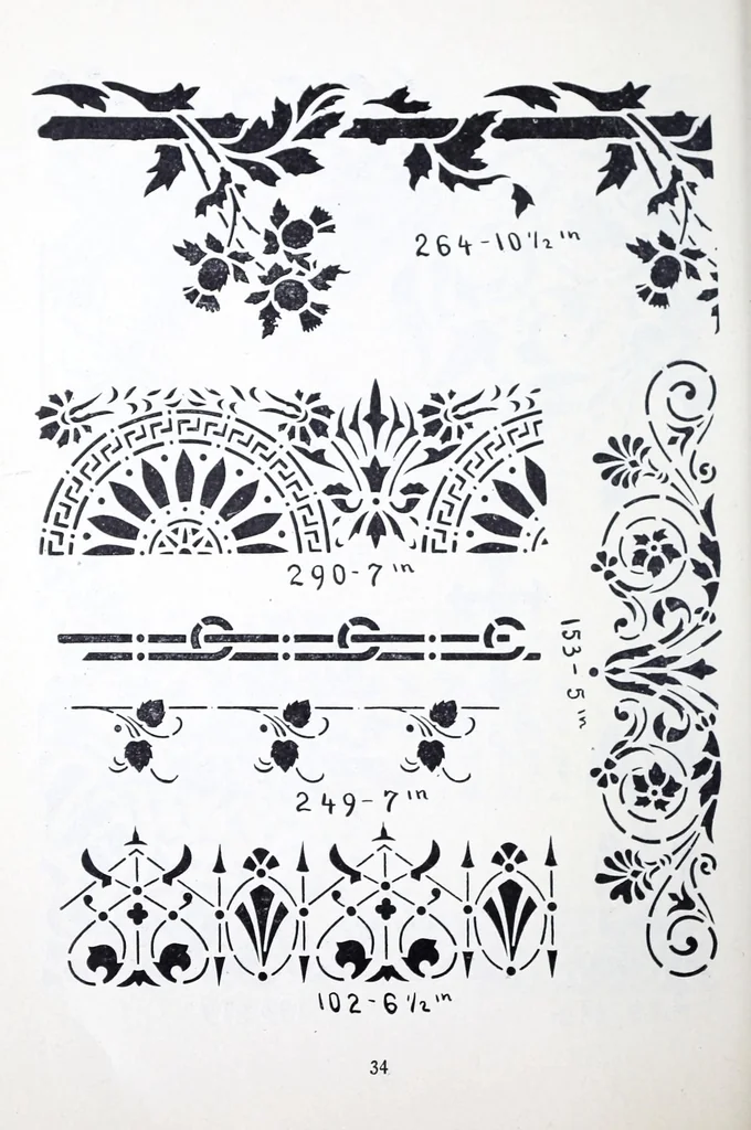 An illustration from A guide to tapestry painting and stenciling in liquid tapestry dyes and tapestry oil colors : with a full list of the materials used and illustrations of the stencil patterns, 1910, leaf 36