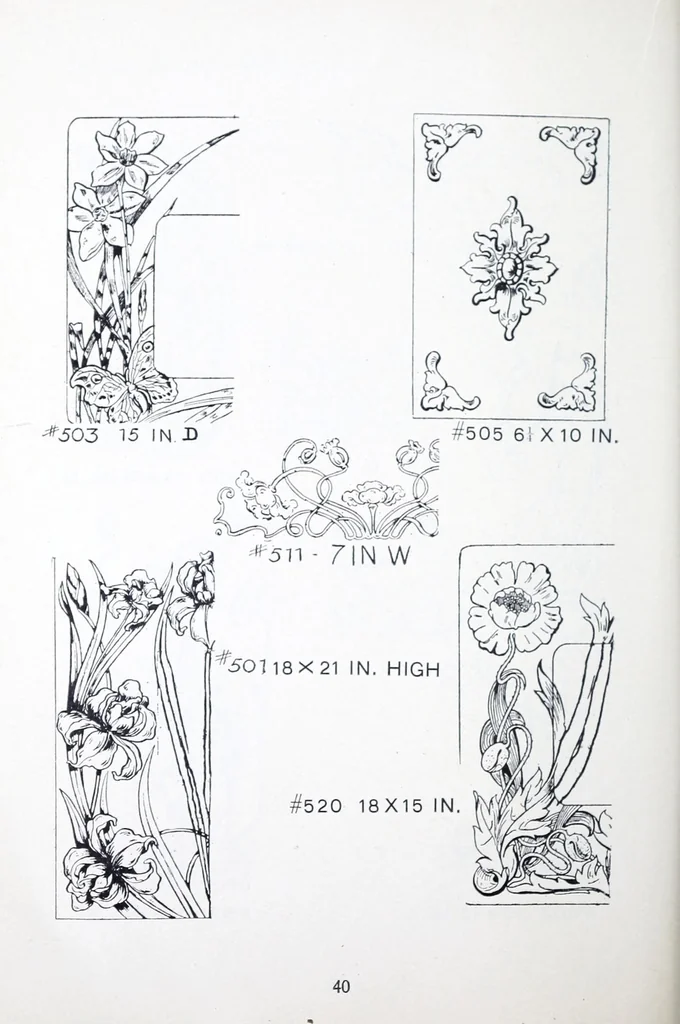 An illustration from A guide to tapestry painting and stenciling in liquid tapestry dyes and tapestry oil colors : with a full list of the materials used and illustrations of the stencil patterns, 1910, leaf 42