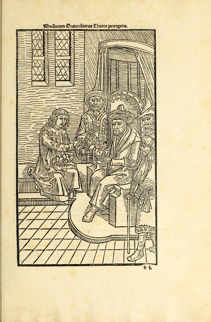 An illustration from Guillelmi Caonrsin [sic] Rhodiorum vicecancellarij: obsidionis Rhodie urbis descriptio, leaf 113