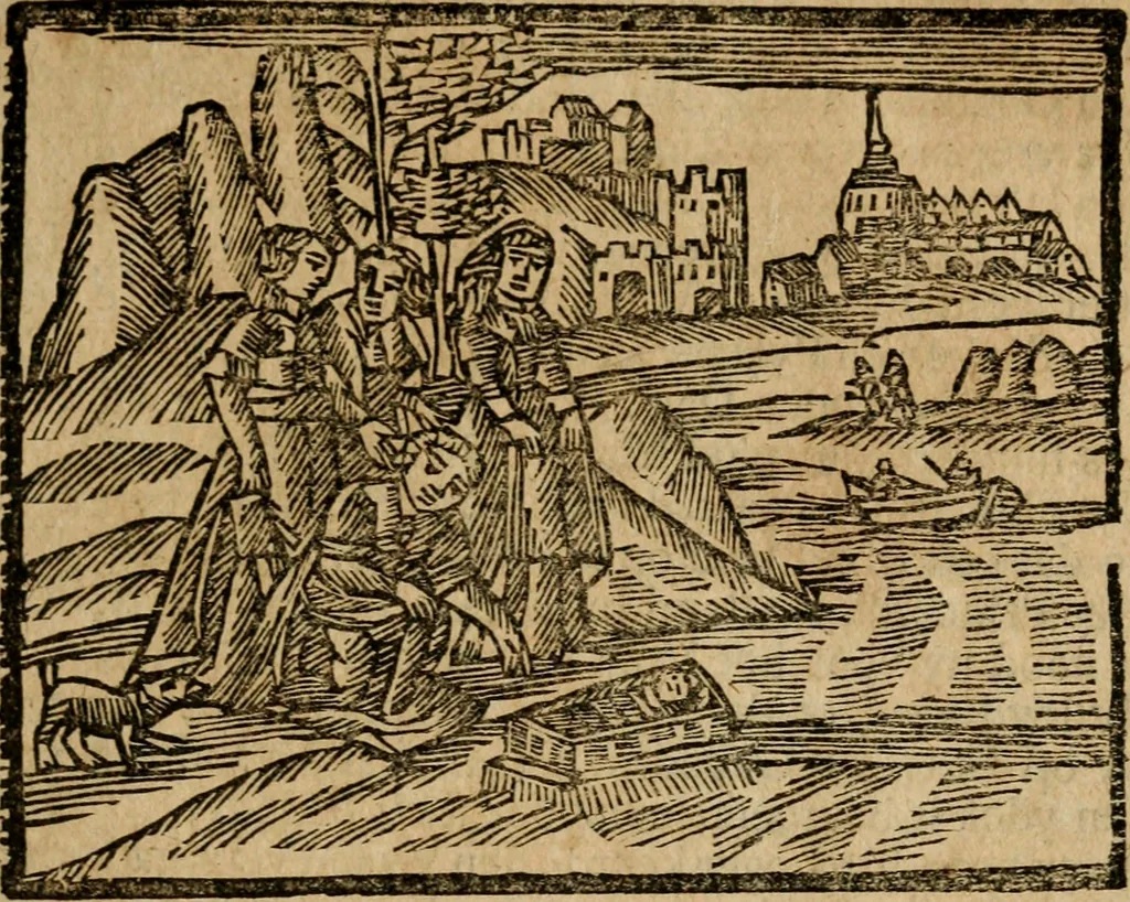 An illustration from Gulden-spiegel, ofte opwekkinge tot christelijke deugden : afgedeelt in twee deelen : waar in vertoond werd de schadelijkheyd der zonden, mitsgaders de goedigheyd en weldaaden Godts over den boetveerdigen, tot leeringe en stigtinge aller christenen toe-gepast : nog is hier by gevoegt Thamars ontschaking, of de verdoolde liefde van Ammon : als mede de vermaakelijke bruylofts-kroon : doorblogten met verscheyde leerzame gedigten, vermaakelijke bruylofts en aandagtige liedekens : voorgesteld op de vier geteyden van den dag, 1763, leaf 166