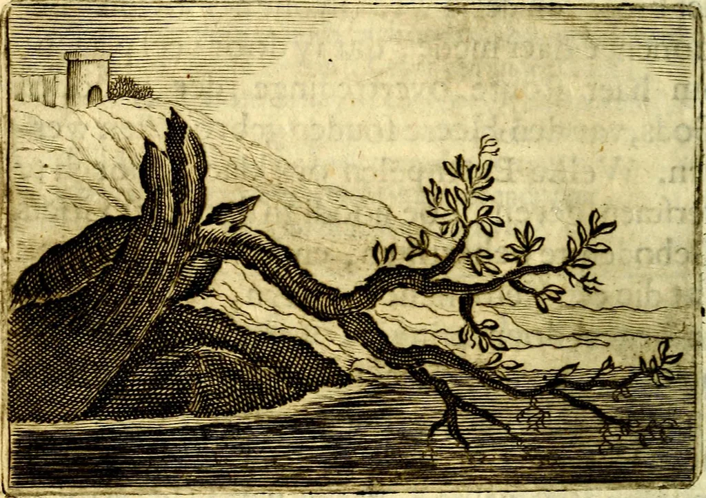 An illustration from Gulden-spiegel; ofte, Opweckinge tot christelijke deugden, afgebeeld in twee deelen ... Noch is hier by-gevoeght Thamars ontschaking; of, De verdoolde liefde van Ammon. Als mede de Vermaeckelijcke bruylofts-kroon ... gerijmt door Jacob Coenraeds Mayvogel, 1699, leaf 44