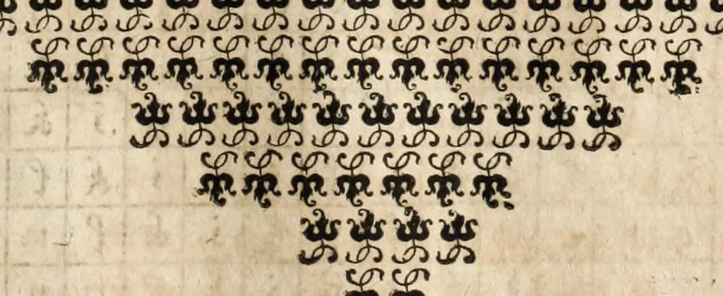 An illustration from Gustavi Seleni Cryptomenytices et cryptographiae libri IX : in quibus & planissima Steganographiae a Johanne Trithemio, abbate Spanheymensi & Herbipolensi, admirandi ingenij viro, magice & aenigmatice olim conscriptae, enodatio traditur : inspersis ubique authoris ac aliorum, non contemnendis inventis, 1624, leaf 125