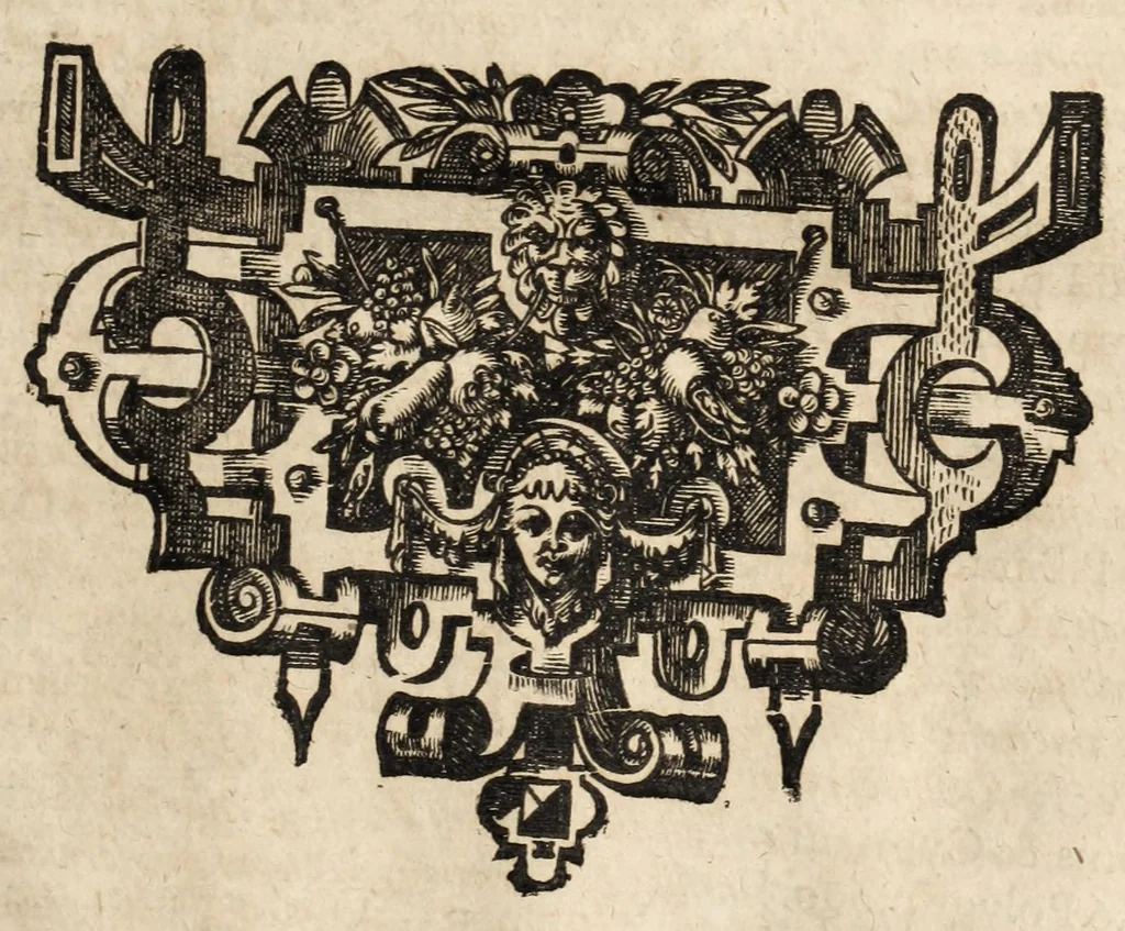An illustration from Gustavi Seleni Cryptomenytices et cryptographiae libri IX : in quibus & planissima Steganographiae a Johanne Trithemio, abbate Spanheymensi & Herbipolensi, admirandi ingenij viro, magice & aenigmatice olim conscriptae, enodatio traditur : inspersis ubique authoris ac aliorum, non contemnendis inventis, 1624, leaf 415