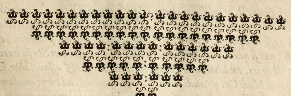 An illustration from Gustavi Seleni Cryptomenytices et cryptographiae libri IX : in quibus & planissima Steganographiae a Johanne Trithemio, abbate Spanheymensi & Herbipolensi, admirandi ingenij viro, magice & aenigmatice olim conscriptae, enodatio traditur : inspersis ubique authoris ac aliorum, non contemnendis inventis, 1624, leaf 63