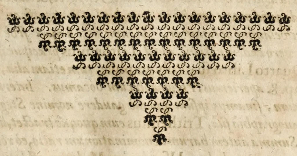 An illustration from Gustavi Seleni Cryptomenytices et cryptographiae libri IX : in quibus & planissima Steganographiae a Johanne Trithemio, abbate Spanheymensi & Herbipolensi, admirandi ingenij viro, magice & aenigmatice olim conscriptae, enodatio traditur : inspersis ubique authoris ac aliorum, non contemnendis inventis, 1624, leaf 75