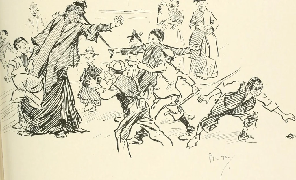 An illustration from Phil May's Gutter-snipes; 50 original sketches in pen and ink, 1896, leaf 103