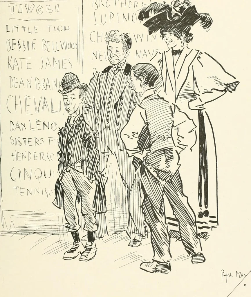 An illustration from Phil May's Gutter-snipes; 50 original sketches in pen and ink, 1896, leaf 109