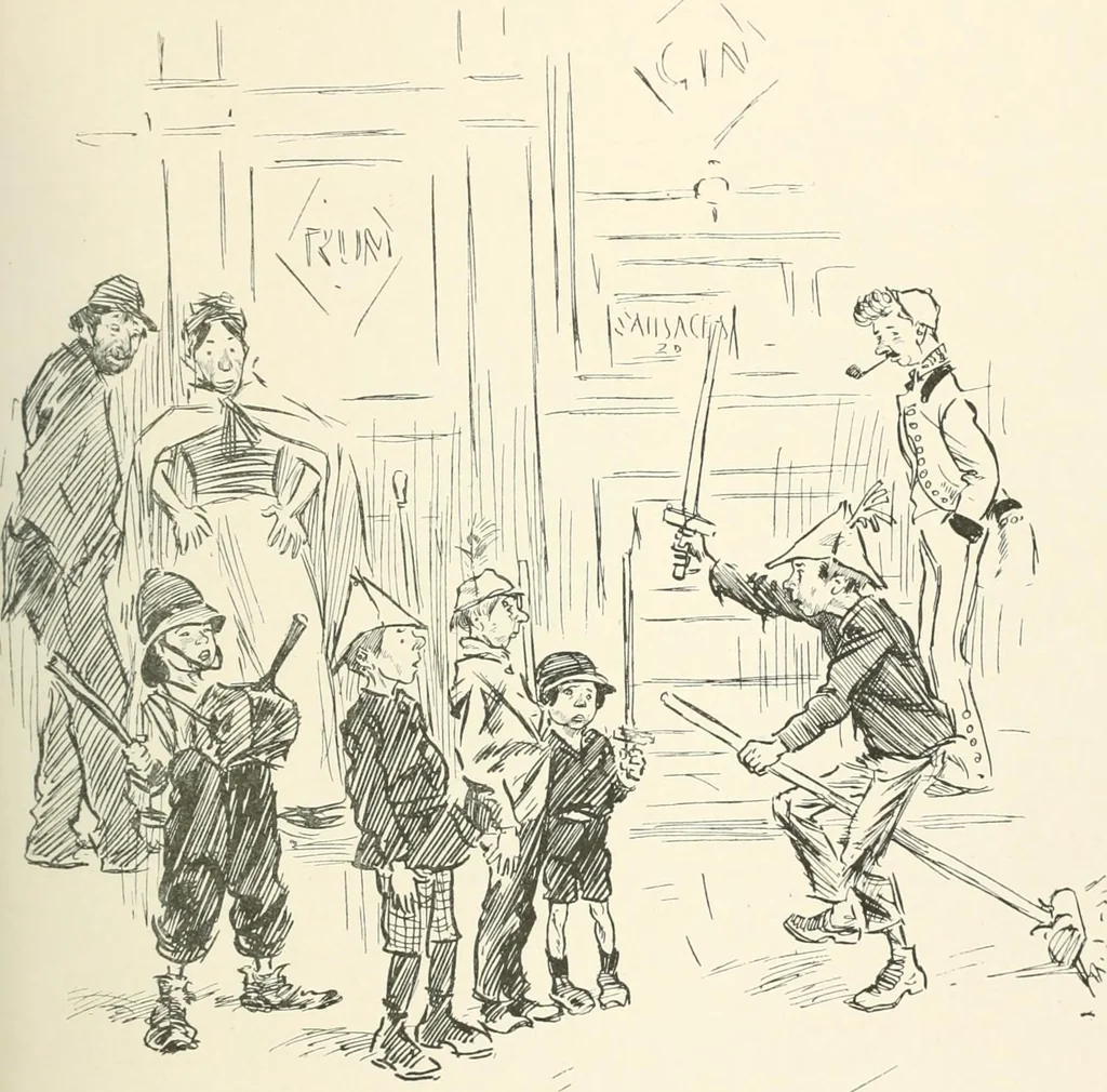 An illustration from Phil May's Gutter-snipes; 50 original sketches in pen and ink, 1896, leaf 27