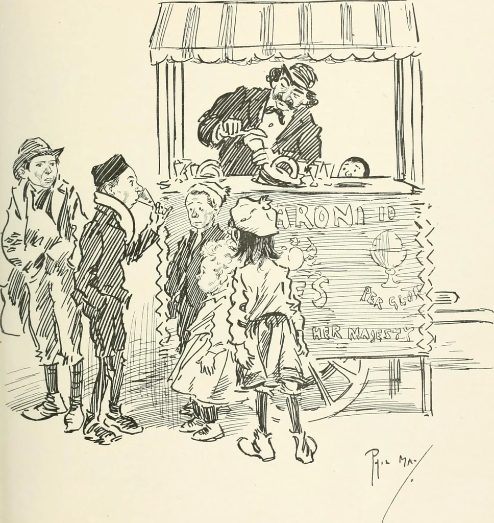 An illustration from Phil May's Gutter-snipes; 50 original sketches in pen and ink, 1896, leaf 33