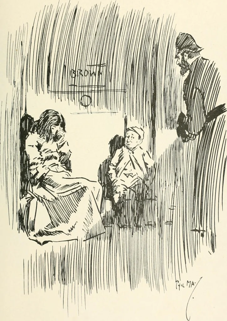 An illustration from Phil May's Gutter-snipes; 50 original sketches in pen and ink, 1896, leaf 43