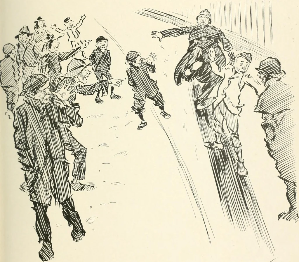 An illustration from Phil May's Gutter-snipes; 50 original sketches in pen and ink, 1896, leaf 45