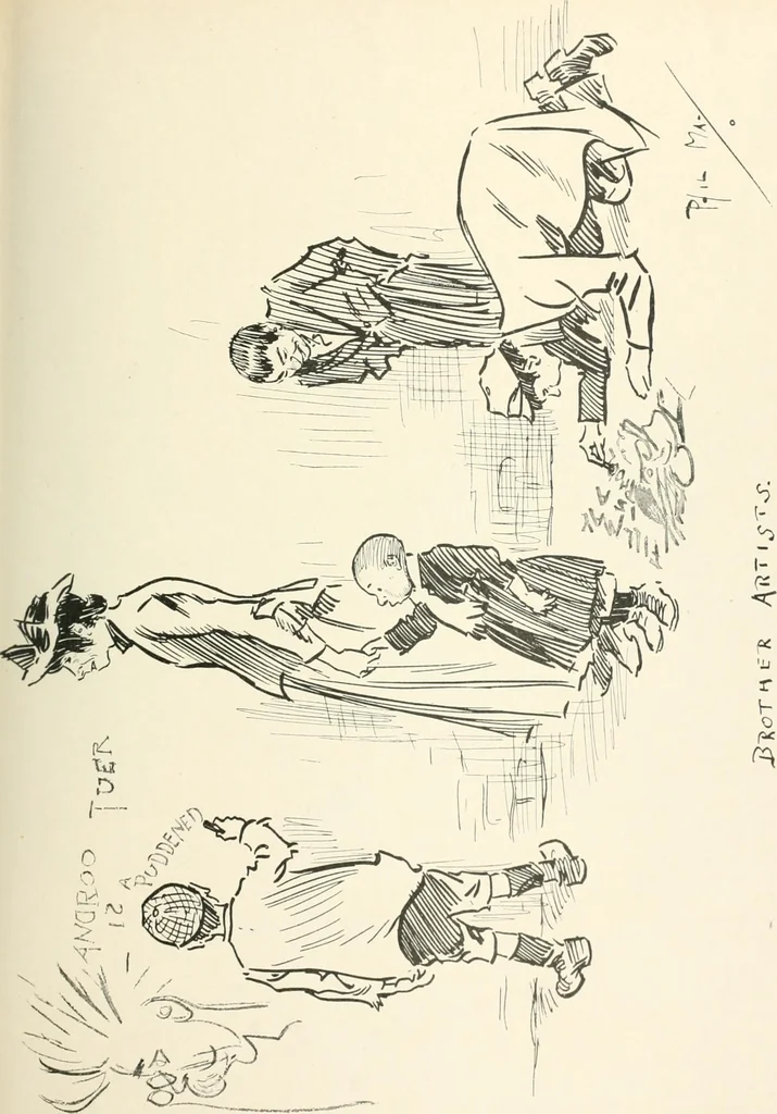 An illustration from Phil May's Gutter-snipes; 50 original sketches in pen and ink, 1896, leaf 49