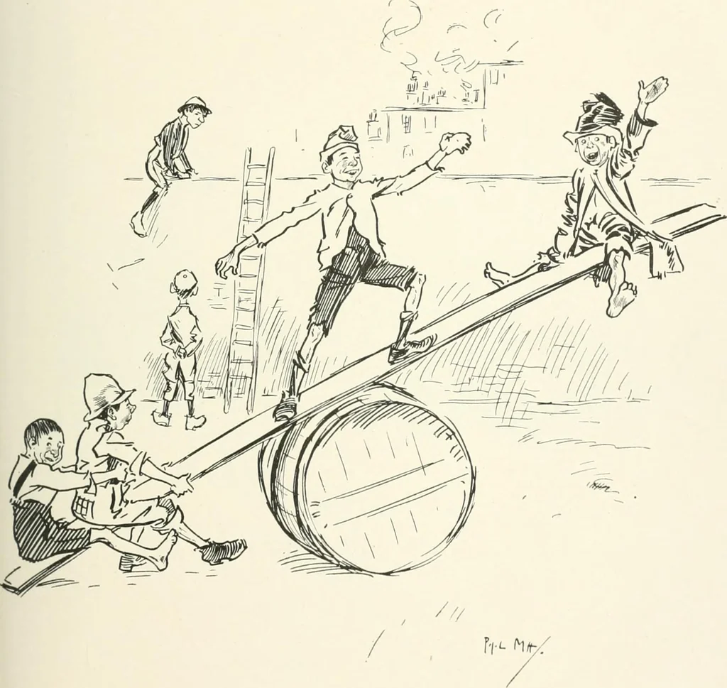 An illustration from Phil May's Gutter-snipes; 50 original sketches in pen and ink, 1896, leaf 57