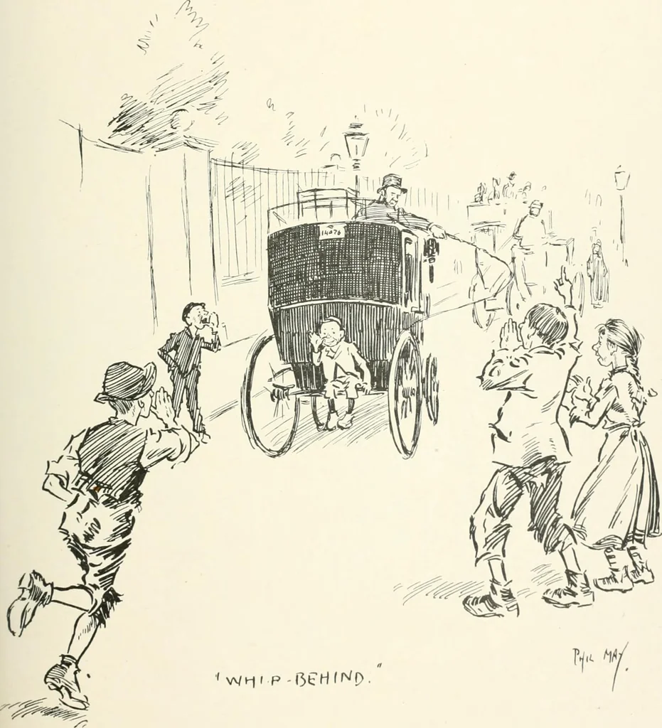 An illustration from Phil May's Gutter-snipes; 50 original sketches in pen and ink, 1896, leaf 73